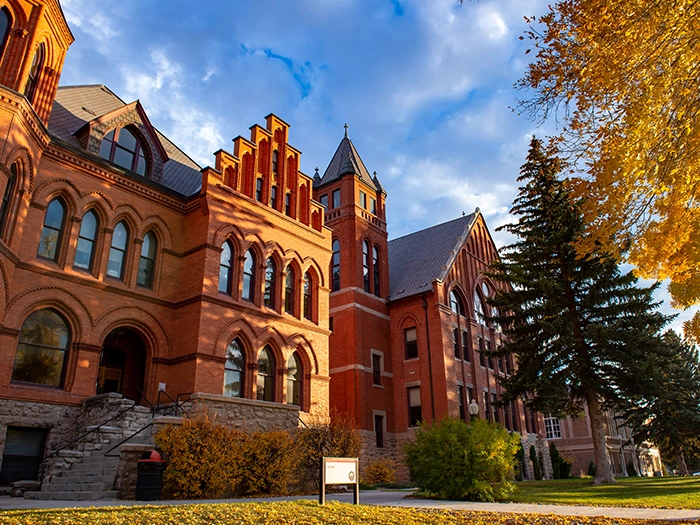 Main Hall on the Montana Western campus in autumn light.