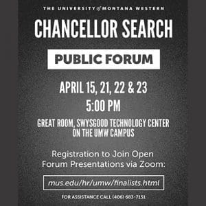 2021 Chancellor Search Public Forum, April 15, 21, 22, and 23 at 5PM