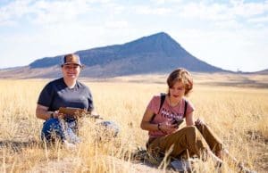 University of Montana Western students studying the foraging habit patterns of harvester ants in Southwest Montana.